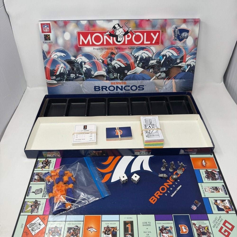 Denver Broncos Collectors Edition Monopoly Board Game (Missing Token and Motel)